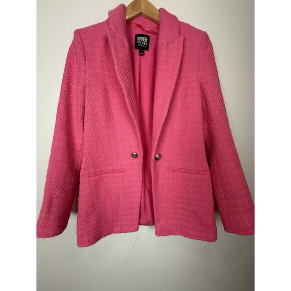 River Island Women's Pink Boucle Blazer Size 2 US, UK Size 6 Small - Picture 4 of 8
